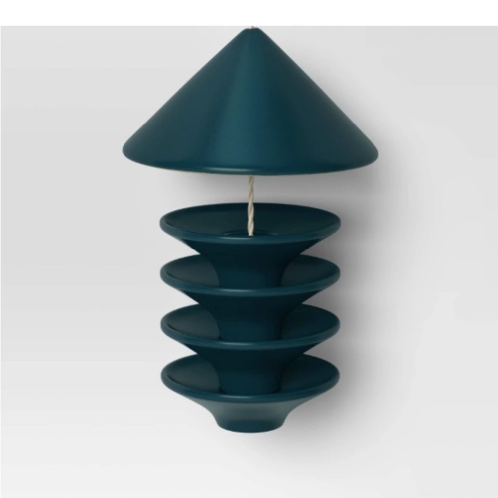 Threshold - Modern Ceramic Matte Tray Bird Feeder 11.22" Dark Teal